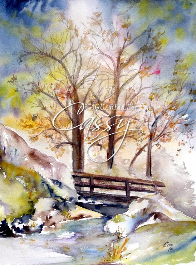 Cours d'eau en automne 41 cm X 31 cm